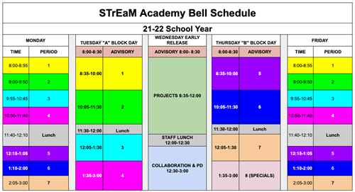 Visual of Schedule: Text below describes schedule